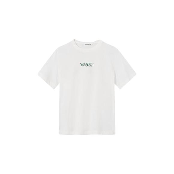 NEW WOOD WOOD women's alma logo t-shirt in off white - Picture 3 of 4